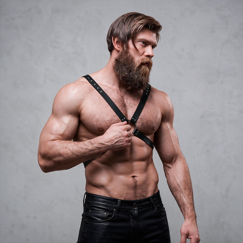 FETISH SUBMISSIVE ATTITUDE - ECO LEATHER CROSSED CHEST STRAP HARNESS MEN - Image 6