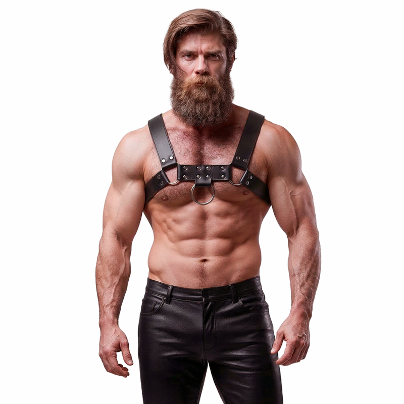 POTENTE - FETISH SUBMISSIVE ATTITUDE - ARNÊS DE PEITO DE COURO ECOLÓGICO MASCULINO
