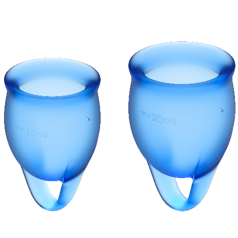 POTENTE - SATISFYER - COPO MENSTRUAL FEEL CONFIDENT AZUL ESCURO 15 + 20 ML