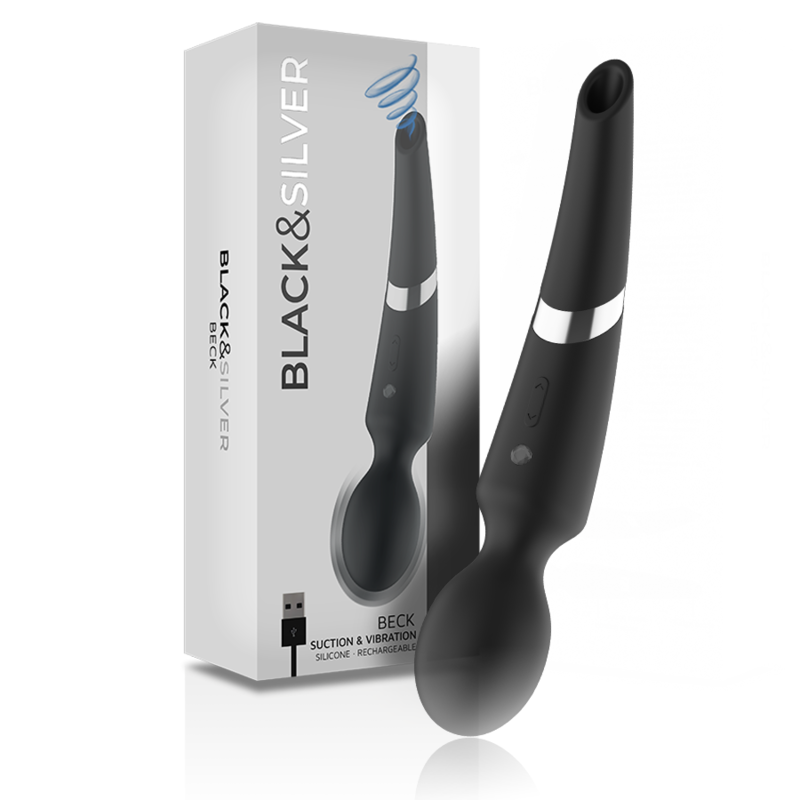POTENTE - BLACK&SILVER - BECK WAND E VENTOSA 2 EM 1 SILICONE
