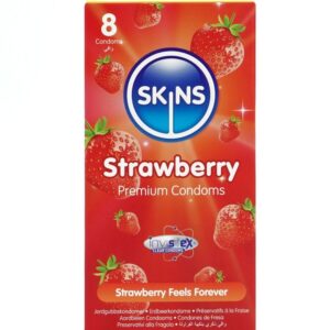 POTENTE - SKINS - PRESERVATIVOS PREMIUM DE MORANGO - PACOTE COM 8