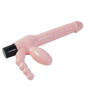 POTENTE - BAILE - ARNÊS SEM CORDA TPR COM VIBRAO E ESTIMULAO ANAL 25.4 CM