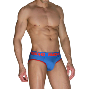POTENTE - MACHO - MCH005 SLIP CLÁSSICO AZUL + VERMELHO M