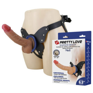 POTENTE - PRETTY LOVE - ARNÊS YETI COM DILDO DE VENTOSA EM FORMATO DE CARNE