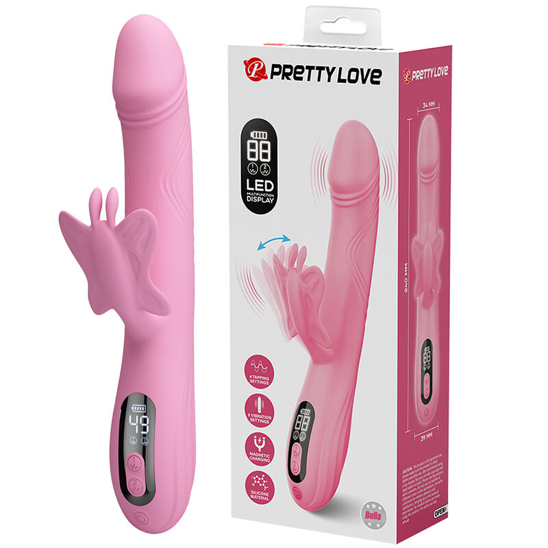 POTENTE - PRETTY LOVE - VIBRADOR BELLA RABBIT COM ESTIMULAÇÃO DE BORBOLETA E LED ROSA