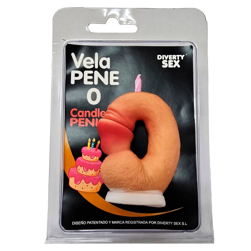 POTENTE - DIABLO PICANTE - VELA EM FORMATO DE PÊNIS COM O NÚMERO 0 NA COR DA PELE