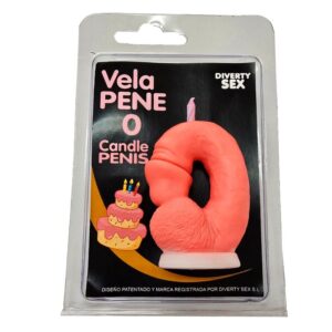 POTENTE - DIABLO PICANTE - VELA EM FORMATO DE PÊNIS COM O NÚMERO 0 NA COR ROSA