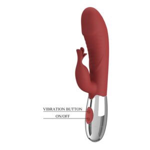 POTENTE - PRETTY LOVE - VIBRADOR COELHO DE JACARANDÁ 30 FUNÇÕES RECARREGÁVEL VIA USB VERMELHO