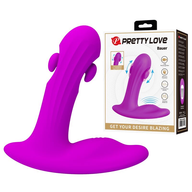 POTENTE - PRETTY LOVE - MASSAGEADOR DE PRÓSTATA RECARREGÁVEL BAUER COM 12 MODOS - ROXO