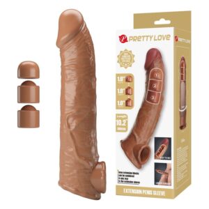 POTENTE - PRETTY LOVE - MANGA EXTENSORA DE PÊNIS AJUSTÁVEL 26 CM Ø 4 CM MARROM
