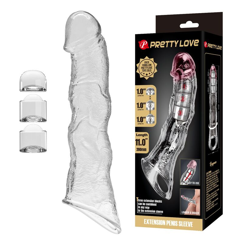 POTENTE - PRETTY LOVE - CAPA EXTENSORA DE PÊNIS AJUSTÁVEL 28 CM Ø 4