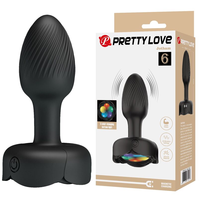 POTENTE - PRETTY LOVE - PLUG ANAL VIBRATÓRIO RECARREGÁVEL COM 10 MODOS - PRETO