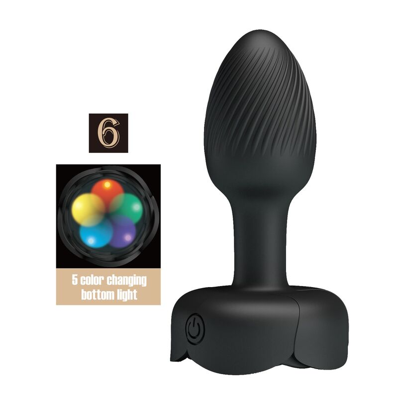 POTENTE - PRETTY LOVE - PLUG ANAL VIBRATÓRIO RECARREGÁVEL COM 10 MODOS - PRETO