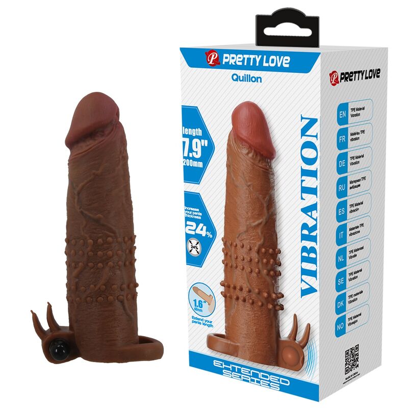 POTENTE - PRETTY LOVE - CAPA VIBRATÓRIA PARA PÊNIS QUILLON 20 CM Ø 4 CM MARROM