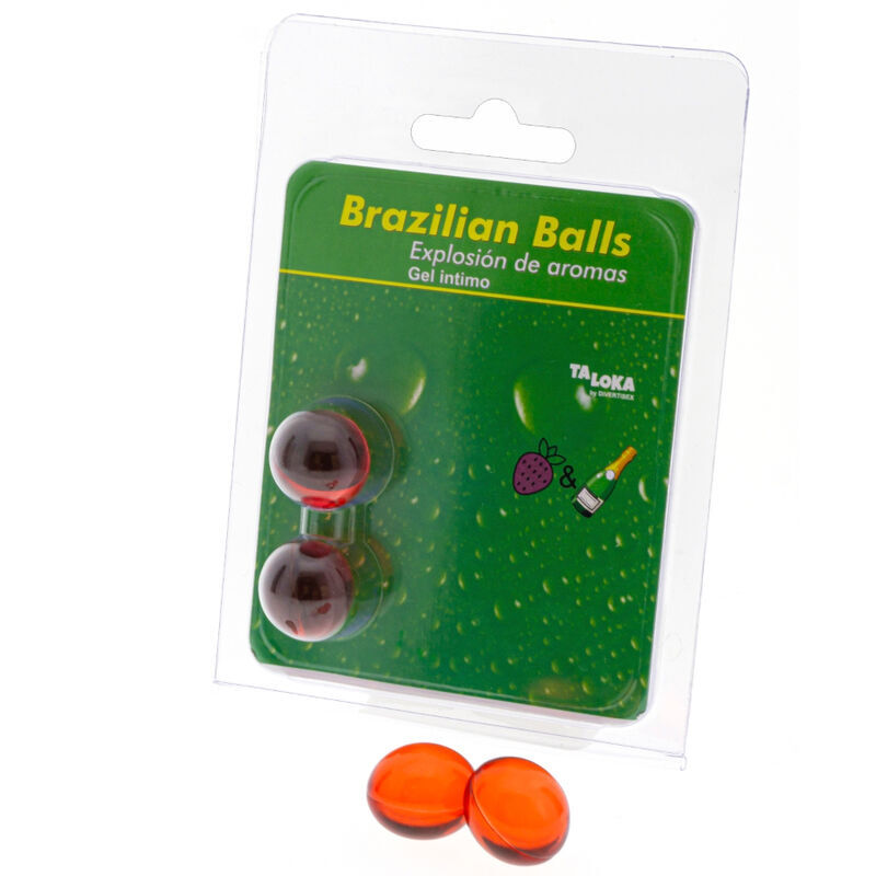 POTENTE - TALOKA - 2 BOLAS BRASILEIRAS MORANGOS E CHAMPANHE GEL ÍNTIMO