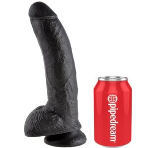 POTENTE - KING COCK - DILDO PRETO COM BOLAS 22.9 CM