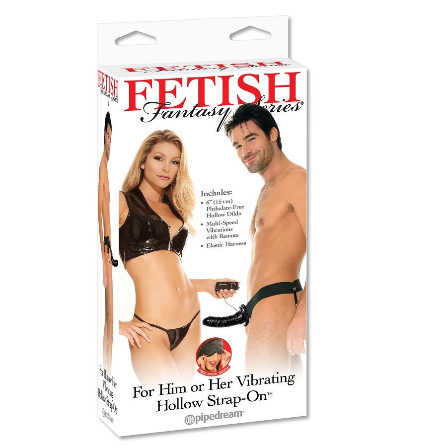 POTENTE - FETISH FANTASY SERIES - VIBRANDO STRAP-ON OCO PARA ELA OU ELE PRETO