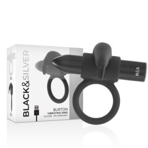 POTENTE - BLACK&SILVER - BURTON RING 10 MODOS DE VIBRAÇÃO PRETO