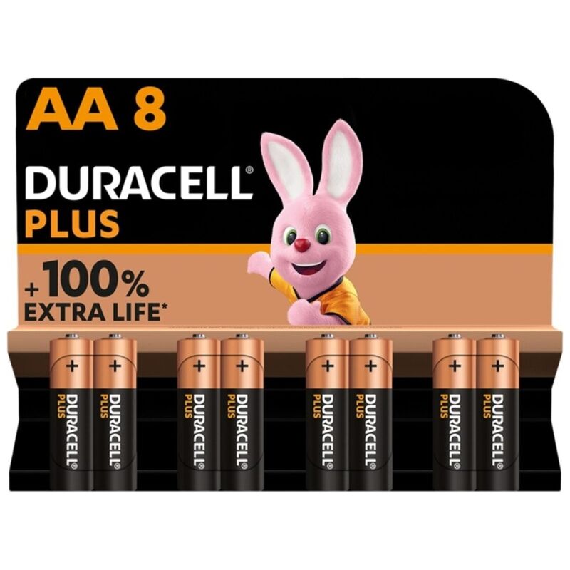 POTENTE - DURACELL - PLUS POWER 100 BATERIA ALCALINA AA LR6 8 UNIDADE