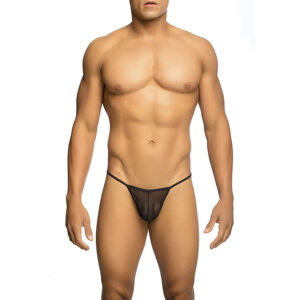 POTENTE - MOB - TANGA TRANSPARENTE EM FORMATO T PRETA TAMANHO L/XL