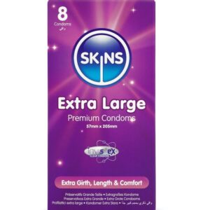 POTENTE - SKINS - PRESERVATIVOS EXTRA GRANDE PREMIUM PACOTE COM 8