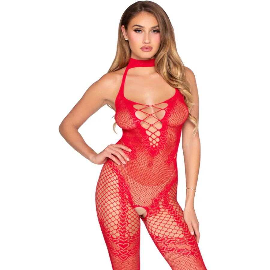 POTENTE - LEG AVENUE - 89336 BODYSTOCKING SEM FUNDO VERMELHO - TAMANHO ÚNICO