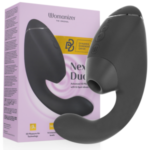 POTENTE - WOMANIZER - DUO NEXT ESTIMULADOR DUPLO DE CLITOR E PONTO G PRETO