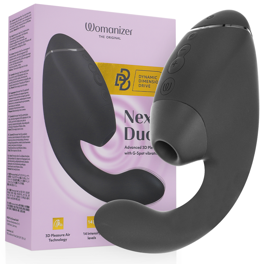 POTENTE - WOMANIZER - DUO NEXT ESTIMULADOR DUPLO DE CLITOR E PONTO G PRETO