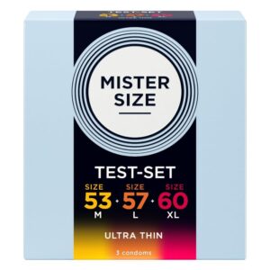 POTENTE - MISTER SIZE - PACOTE DE AMOSTRA DE PRESERVATIVOS TAMANHO 53-57-60 MM (3 UNIDADES)